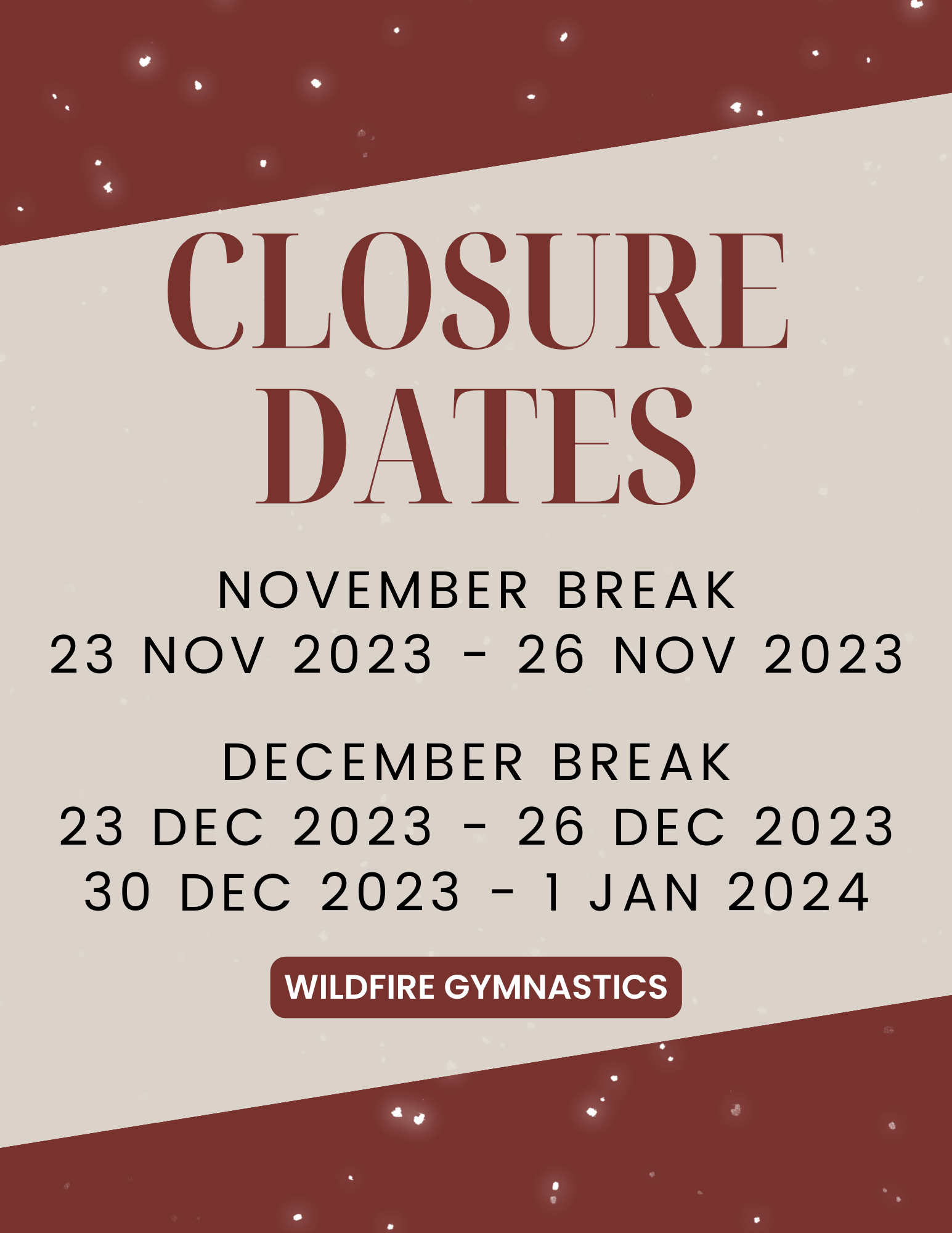Holiday Closure Dates 2023